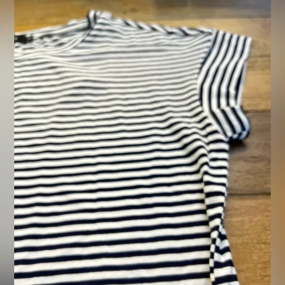 MEROKEETY Striped Navy Blue and White Dress Short sleeve with front tie Nautical - Picture 11 of 13